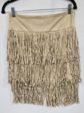 Romeo & Juliet Country women M skirt tan western cowgirl boho hippie faux suede